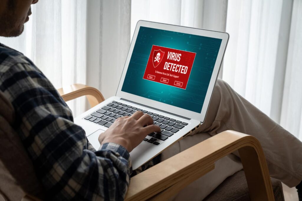 A computer infected with viruses