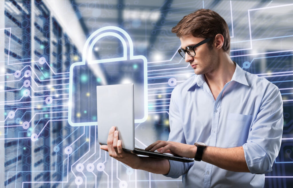 A man handling a web security