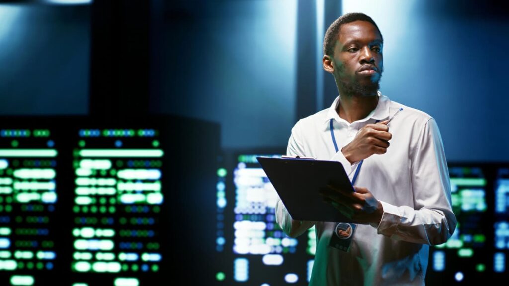 An engineer making sure the encryption works
