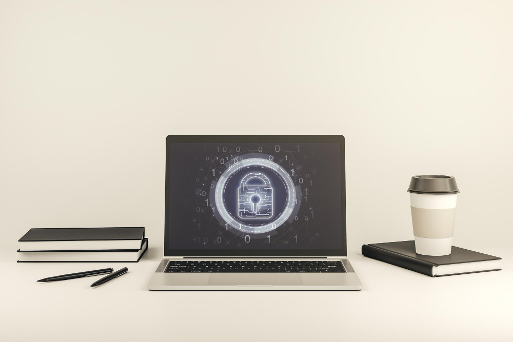 A laptop with firewalls on it