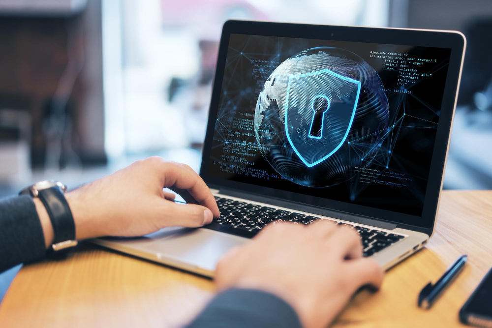 A man working on cyber insurance