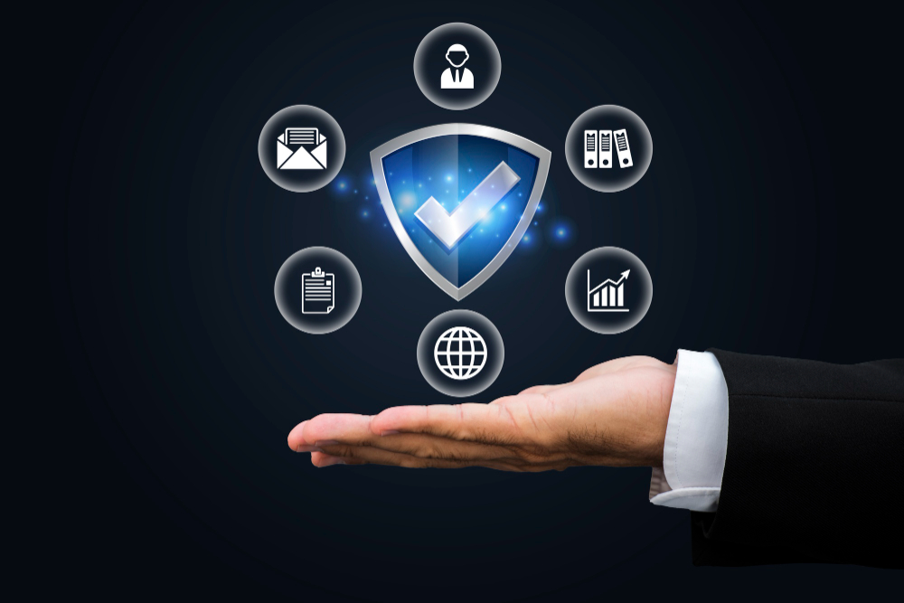 A shield that symbolize cyber insurance