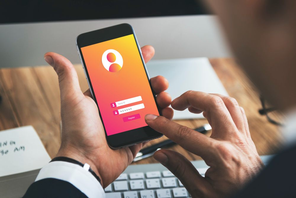 a man trying to login to his account