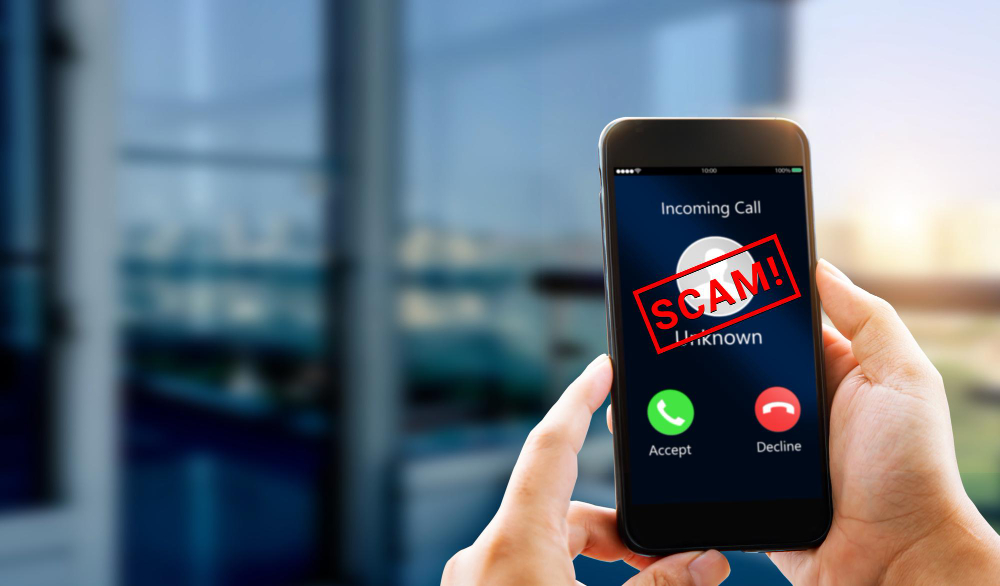 A scam alert on a mobile phone