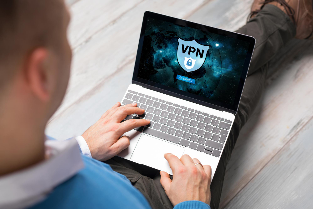 A man using VPN for a safe browsing activity
