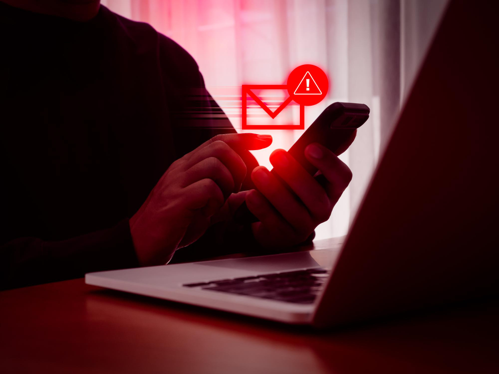 A phishing message alert